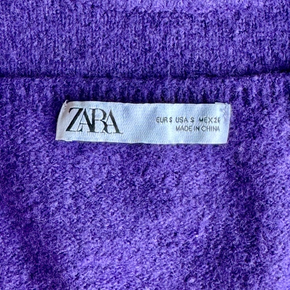 Zara Floral Beaded Purple Wool Blend Knit Crop Tank Top Women’s Size S - Picture 6 of 13